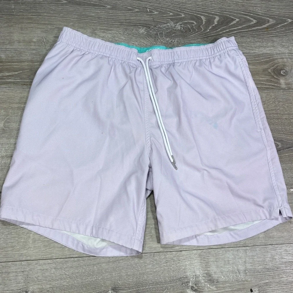 Bonobos Swim Trunks Men's‎ Large 7 Inch Inseam Striped Lavender
